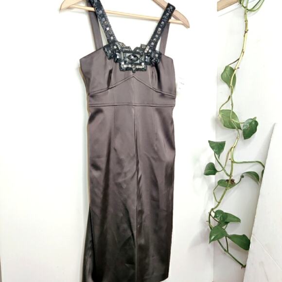 David Meister NWT Black Beaded Neckline Cocktail Dress Size 2 - Picture 4 of 15